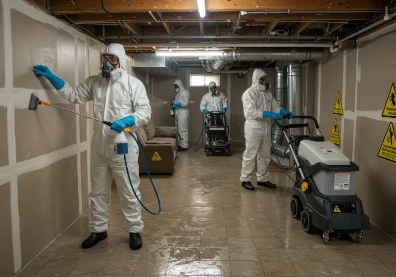 Basement Moisture Removal and Structural Drying process in Grove Hill, AL